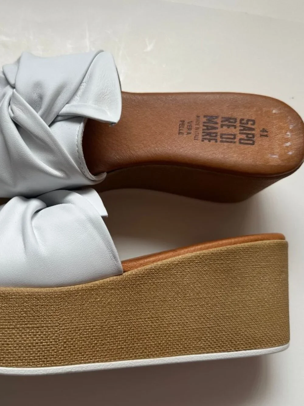 NEW VERA PELLE WEDGE SANDALS MADE in ITALY SIZE 41/10